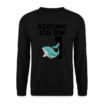 1.Geburtstag Wal 1 Jahr alt Geschenk - Unisex Pullover - Schwarz - Vorne - Alina (178cm) & Michal (187cm)