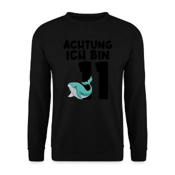 11. Geburtstag Wal 11 Jahre alt Geschenk - Unisex Pullover - Schwarz - Vorne - Alina (178cm) & Michal (187cm)