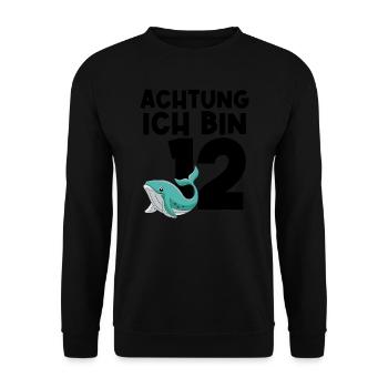 12. Geburtstag Wal 12 Jahre alt Geschenk - Unisex Pullover - Schwarz - Vorne - Alina (178cm) & Michal (187cm)