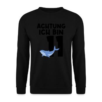 11. Geburtstag Wal 11 Jahre alt Geschenk - Unisex Pullover - Schwarz - Vorne - Alina (178cm) & Michal (187cm)