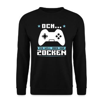 Gaming Zocken Zocker Geschenk - Unisex Pullover - Schwarz - Vorne - Alina (178cm) & Michal (187cm)