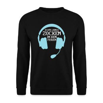Gaming Zocken Konsole Geschenk - Unisex Pullover - Schwarz - Vorne - Alina (178cm) & Michal (187cm)
