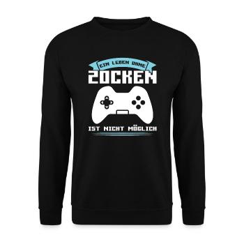 Gaming Zocken Zocker Geschenk - Unisex Pullover - Schwarz - Vorne - Alina (178cm) & Michal (187cm)