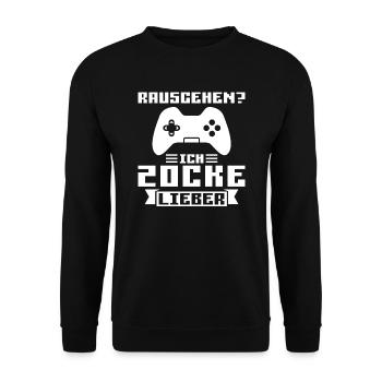 Gaming Zocken Gamer Geschenk - Unisex Pullover - Schwarz - Vorne - Alina (178cm) & Michal (187cm)
