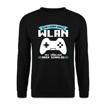 Gaming Zocken Gamer Geschenk - Unisex Pullover - Schwarz - Vorne - Alina (178cm) & Michal (187cm)