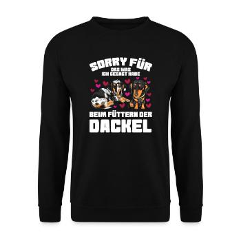 Dackel Hund Dachshund Geschenk - Unisex Pullover - Schwarz - Vorne - Alina (178cm) & Michal (187cm)