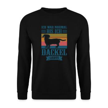 Dackel Hund Dackel Besitzer Geschenk - Unisex Pullover - Schwarz - Vorne - Alina (178cm) & Michal (187cm)