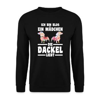 Dackel Mädchen Dackel Besitzerin Geschenk - Unisex Pullover - Schwarz - Vorne - Alina (178cm) & Michal (187cm)