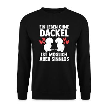 Dackel Hund Dackel Besitzer Geschenk - Unisex Pullover - Schwarz - Vorne - Alina (178cm) & Michal (187cm)