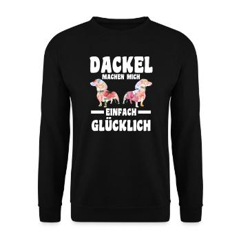 Dackel Hund Dackel Besitzer Geschenk - Unisex Pullover - Schwarz - Vorne - Alina (178cm) & Michal (187cm)