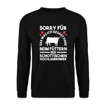Hochlandrind Zucht Schottland Geschenk - Unisex Pullover - Schwarz - Vorne - Alina (178cm) & Michal (187cm)