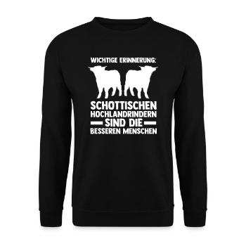 Hochlandrind Zucht Schottland Geschenk - Unisex Pullover - Schwarz - Vorne - Alina (178cm) & Michal (187cm)