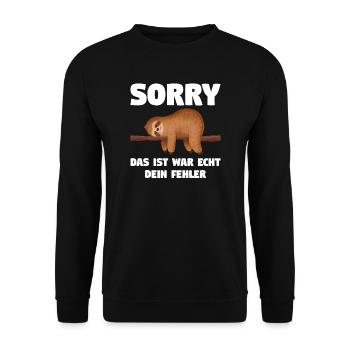 Faultier Sarkasmus Schwarzer Humor Geschenk - Unisex Pullover - Schwarz - Vorne - Alina (178cm) & Michal (187cm)