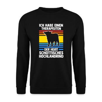 Hochlandrind Zucht Schottland Geschenk - Unisex Pullover - Schwarz - Vorne - Alina (178cm) & Michal (187cm)