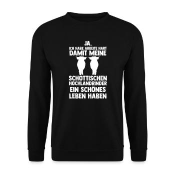 Hochlandrind Zucht Hochlandrind Züchter Geschenk - Unisex Pullover - Schwarz - Vorne - Alina (178cm) & Michal (187cm)