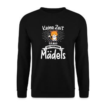 Katze Tier Katzenhalter Geschenk - Unisex Pullover - Schwarz - Vorne - Alina (178cm) & Michal (187cm)