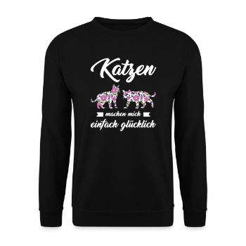 Katze Tier Katzenhalter Geschenk - Unisex Pullover - Schwarz - Vorne - Alina (178cm) & Michal (187cm)