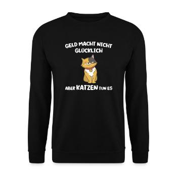Katze Tier Katzen Geschenk - Unisex Pullover - Schwarz - Vorne - Alina (178cm) & Michal (187cm)