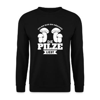 Pilze Mädchen Pilz Sammler Geschenk - Unisex Pullover - Schwarz - Vorne - Alina (178cm) & Michal (187cm)