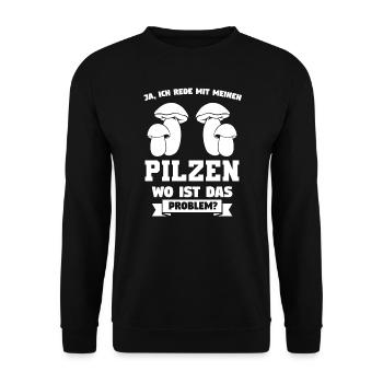 Pilze Sammeln Pilz Kenner Geschenk - Unisex Pullover - Schwarz - Vorne - Alina (178cm) & Michal (187cm)