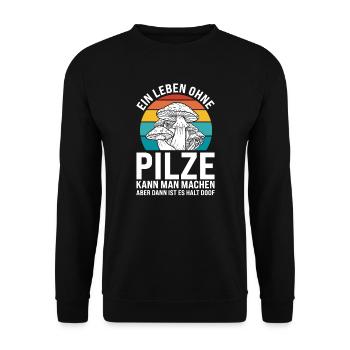 Pilze Sammeln Pilzsucher Geschenk - Unisex Pullover - Schwarz - Vorne - Alina (178cm) & Michal (187cm)