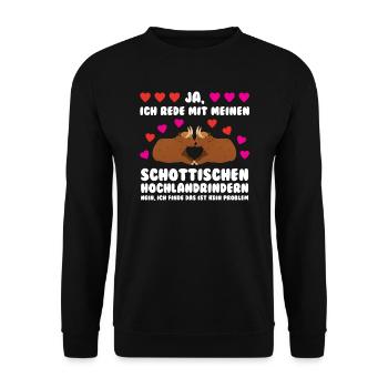 Rind Schottisches Hochlandrind Bauernhof Geschenk - Unisex Pullover - Schwarz - Vorne - Alina (178cm) & Michal (187cm)