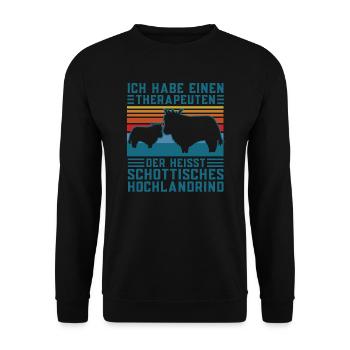 Rind Schottisches Hochlandrind Bauernhof Geschenk - Unisex Pullover - Schwarz - Vorne - Alina (178cm) & Michal (187cm)