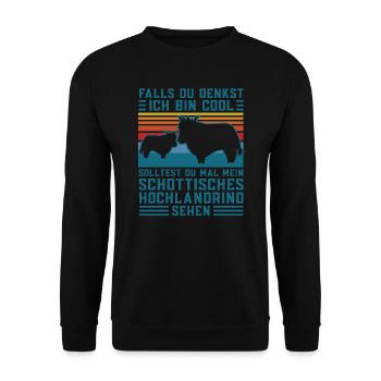 Rind Schottisches Hochlandrind Bauernhof Geschenk - Unisex Pullover - Schwarz - Vorne - Alina (178cm) & Michal (187cm)
