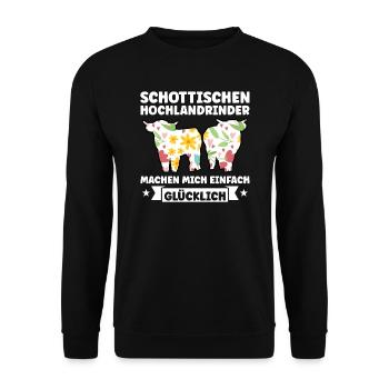 Rind Schottisches Hochlandrind Bauernhof Geschenk - Unisex Pullover - Schwarz - Vorne - Alina (178cm) & Michal (187cm)