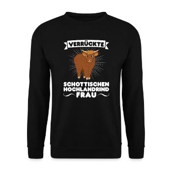 Rind Schottisches Hochlandrind Bauernhof Geschenk - Unisex Pullover - Schwarz - Vorne - Alina (178cm) & Michal (187cm)