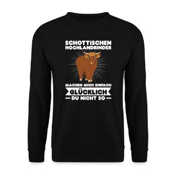 Rind Schottisches Hochlandrind Bauernhof Geschenk - Unisex Pullover - Schwarz - Vorne - Alina (178cm) & Michal (187cm)
