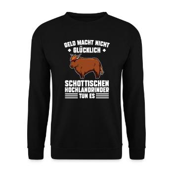 Rind Schottisches Hochlandrind Bauernhof Geschenk - Unisex Pullover - Schwarz - Vorne - Alina (178cm) & Michal (187cm)