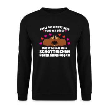 Rind Schottisches Hochlandrind Bauernhof Geschenk - Unisex Pullover - Schwarz - Vorne - Alina (178cm) & Michal (187cm)