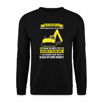 Baggerfahrer Job Bagger Geschenk - Unisex Pullover - Schwarz - Vorne - Alina (178cm) & Michal (187cm)