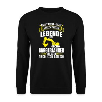 Baggerfahrer Job Baggerliebhaber Geschenk - Unisex Pullover - Schwarz - Vorne - Alina (178cm) & Michal (187cm)