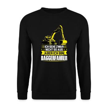 Baggerfahrer Job Baumaschine Geschenk - Unisex Pullover - Schwarz - Vorne - Alina (178cm) & Michal (187cm)