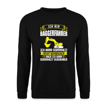 Baggerfahrer Job Bagger Geschenk - Unisex Pullover - Schwarz - Vorne - Alina (178cm) & Michal (187cm)