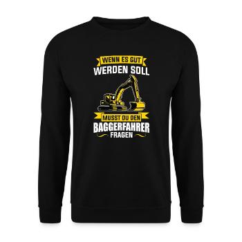 Baggerfahrer Job Bauarbeiten Geschenk - Unisex Pullover - Schwarz - Vorne - Alina (178cm) & Michal (187cm)