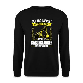 Baggerfahrer Job Bauarbeiten Geschenk - Unisex Pullover - Schwarz - Vorne - Alina (178cm) & Michal (187cm)
