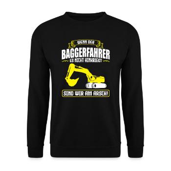 Baggerfahrer Job Bagger Geschenk - Unisex Pullover - Schwarz - Vorne - Alina (178cm) & Michal (187cm)