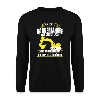 Baggerfahrer Job Baggerliebhaber Geschenk - Unisex Pullover - Schwarz - Vorne - Alina (178cm) & Michal (187cm)