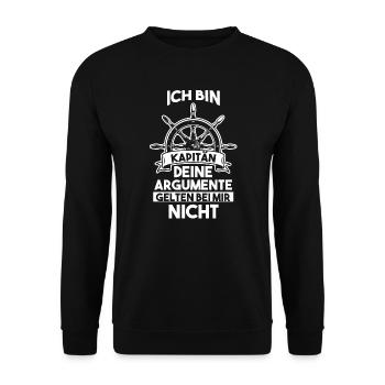 Kapitän Boot Segelboot Geschenk - Unisex Pullover - Schwarz - Vorne - Alina (178cm) & Michal (187cm)