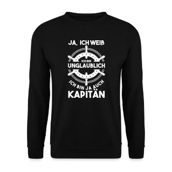 Kapitän Boot Bootsfahrer Geschenk - Unisex Pullover - Schwarz - Vorne - Alina (178cm) & Michal (187cm)