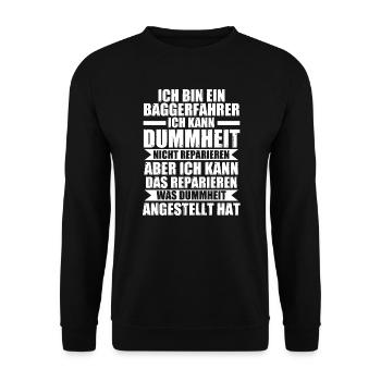 Baggerfahrer Job Bagger Geschenk - Unisex Pullover - Schwarz - Vorne - Alina (178cm) & Michal (187cm)