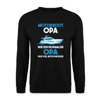 Motorboot Opa Großvater Geschenk - Unisex Pullover - Schwarz - Vorne - Alina (178cm) & Michal (187cm)