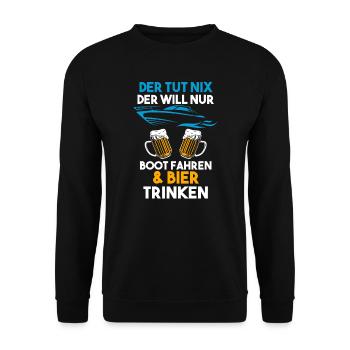 Boot Bier Bootsfahrer Geschenk - Unisex Pullover - Schwarz - Vorne - Alina (178cm) & Michal (187cm)