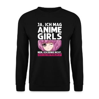 Otaku Japan Anime Merch Anime Merch Geschenk - Unisex Pullover - Schwarz - Vorne - Alina (178cm) & Michal (187cm)