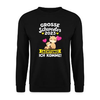 2 Giraffen Grosse Schwester Schwestern Geschenk - Unisex Pullover - Schwarz - Vorne - Alina (178cm) & Michal (187cm)