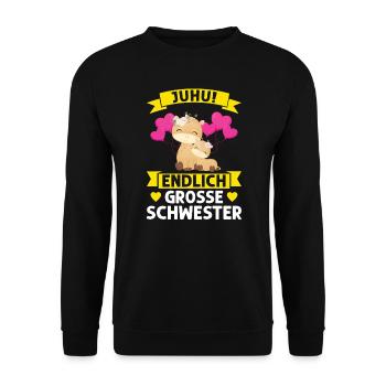 2 Giraffen Grosse Schwester Schwestern Geschenk - Unisex Pullover - Schwarz - Vorne - Alina (178cm) & Michal (187cm)