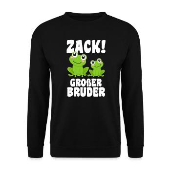 Bruder Geschwister Frosch Grosser Bruder Geschenk - Unisex Pullover - Schwarz - Vorne - Alina (178cm) & Michal (187cm)
